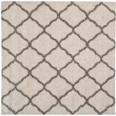 Safavieh 3 x 3 ft. Hudson Shag Power Loomed Square Area Rug; Ivory & Grey SGH283A-3SQ